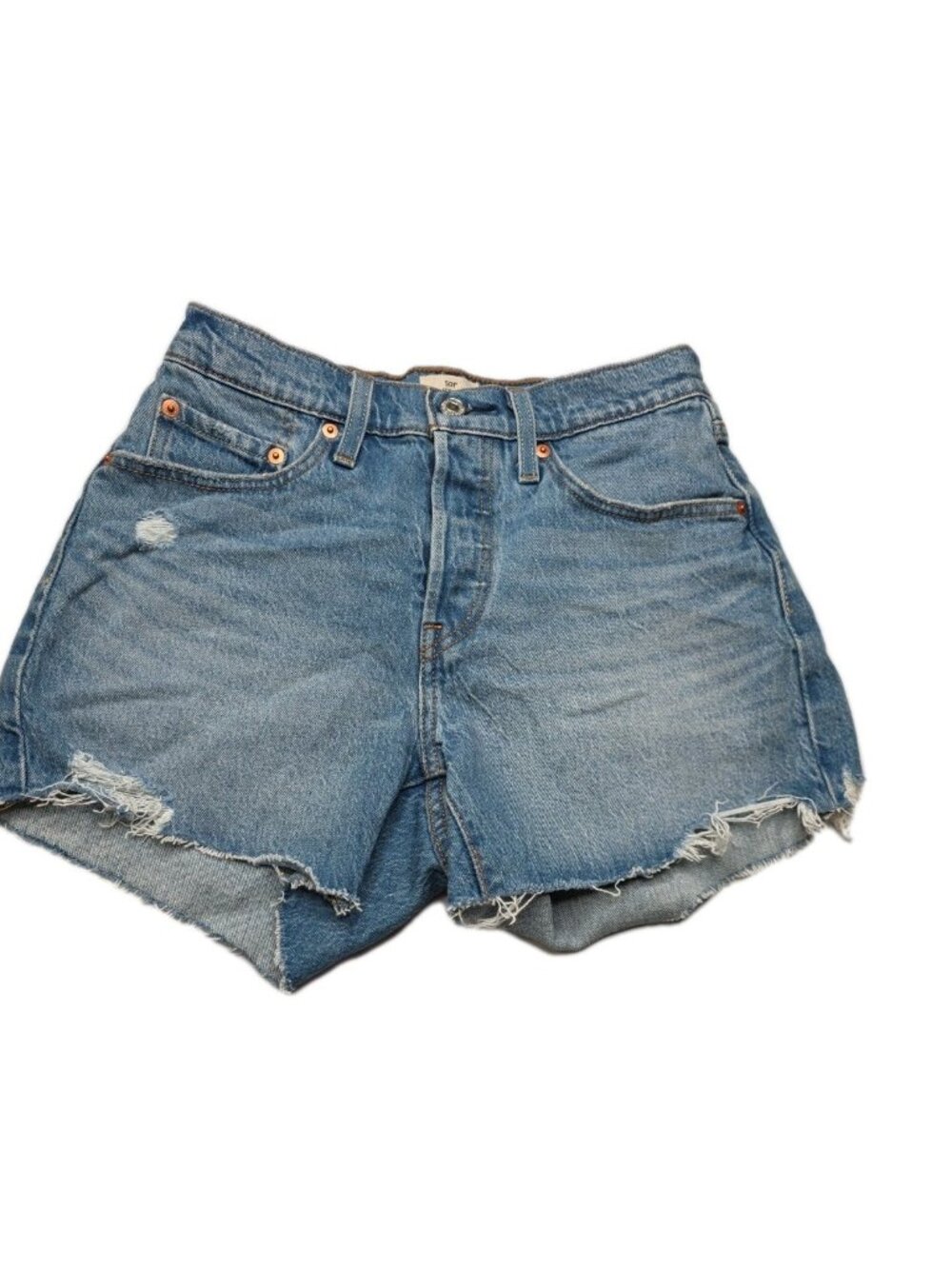 Levis 501 Original Denim Shorts Womens 27 Light Blue High Rise Raw Hem NWT. WL74